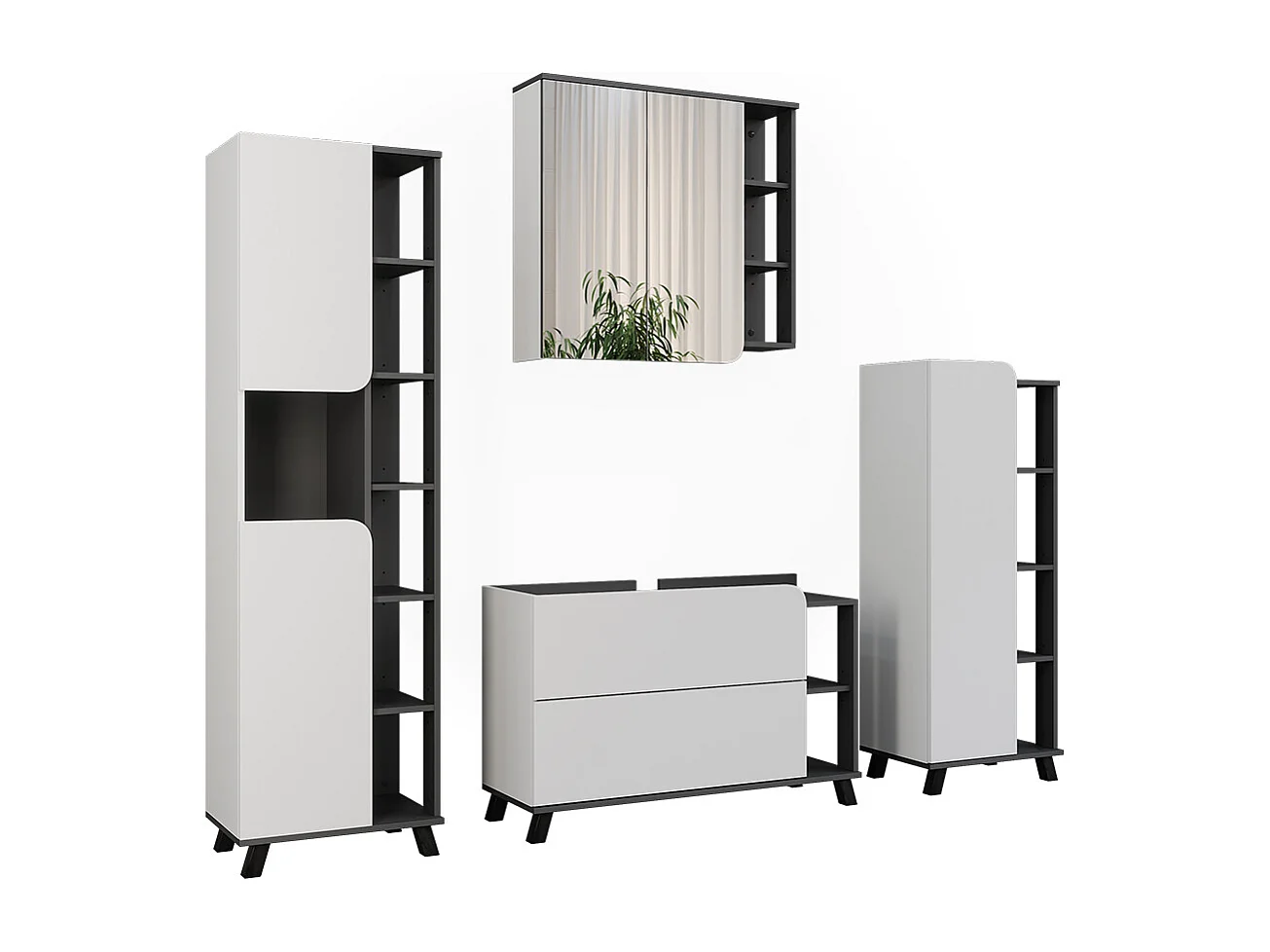 Ensemble de meubles de salle de bain anthracite/blanc 100x35x65 karen