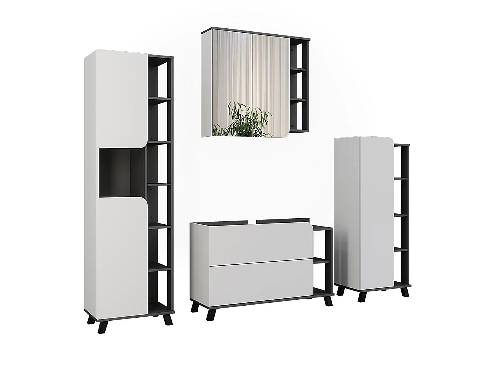 Ensemble de meubles de salle de bain anthracite/blanc 100x35x65 karen