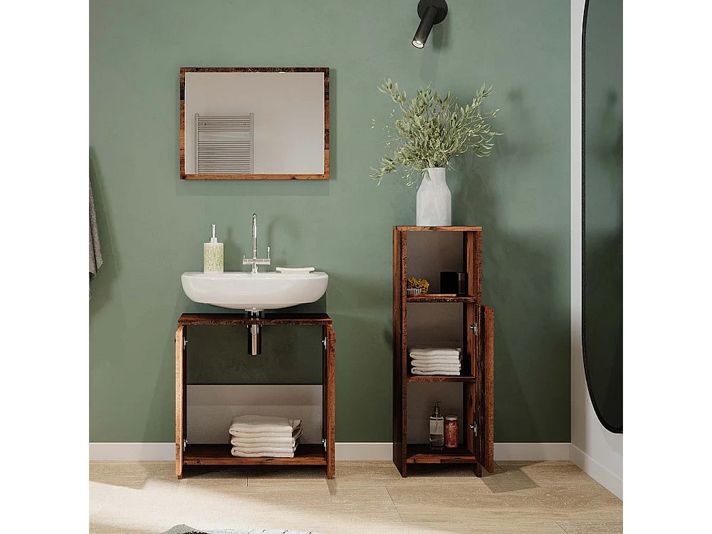 Conjunto de muebles de baño roble rústico 58x33x60 kiko