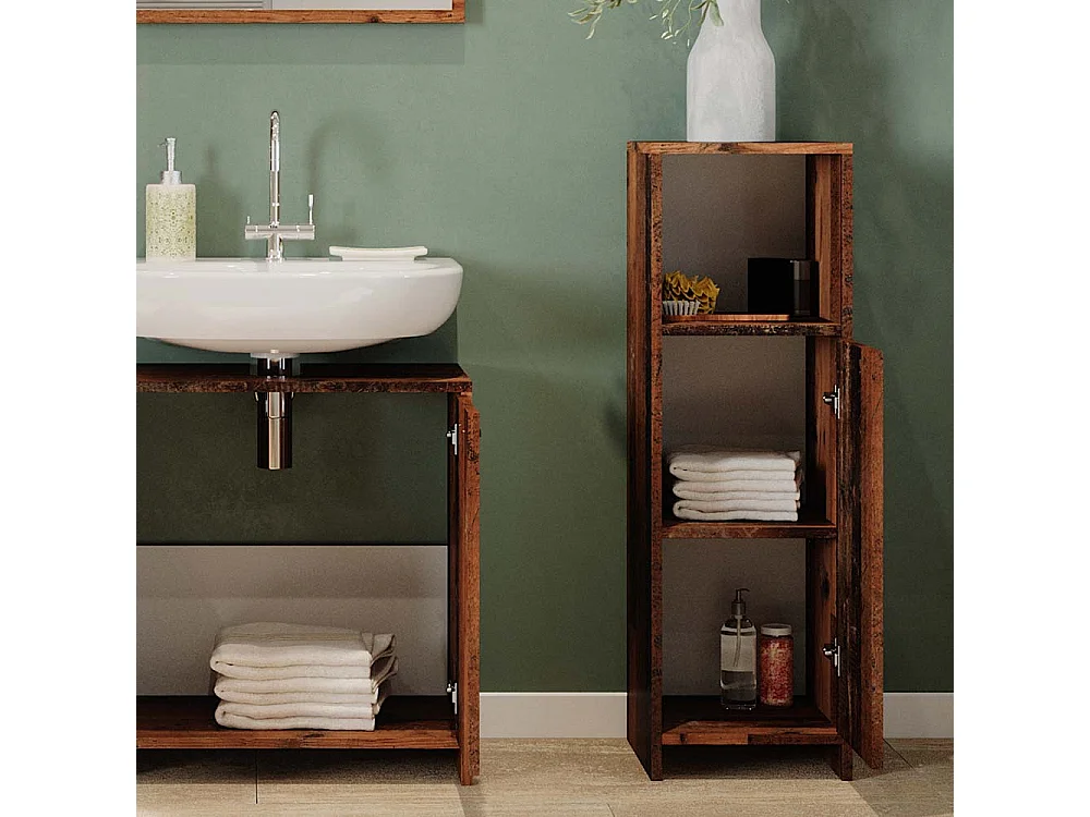 Conjunto de muebles de baño roble rústico 58x33x60 kiko