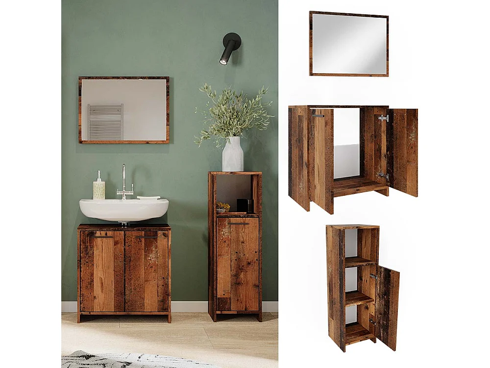 Meubles bain chêne rustique 58x33x60 kiko