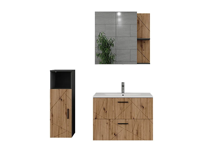 Set di mobili da bagno antracite/artisan 80x44.6x57 irma