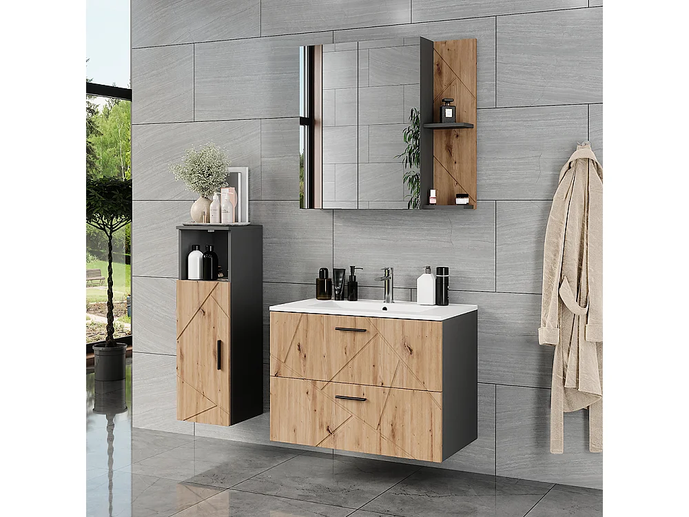 Set di mobili da bagno antracite/artisan 80x44.6x57 irma