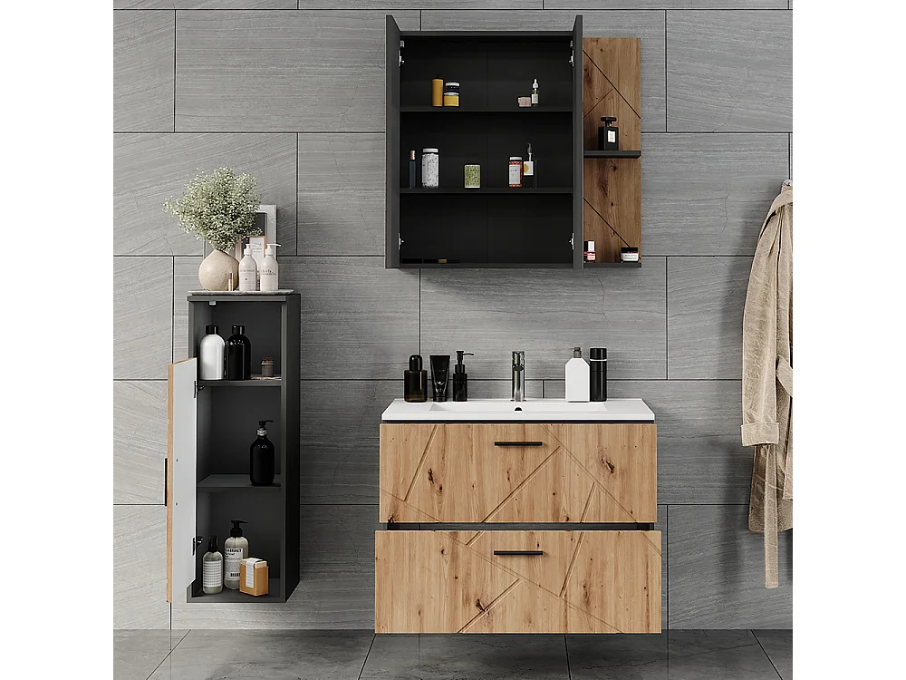 Set di mobili da bagno antracite/artisan 80x44.6x57 irma