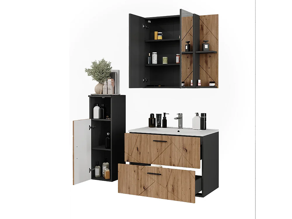Conjunto de muebles de baño antracita/artisan 80x44.6x57 irma