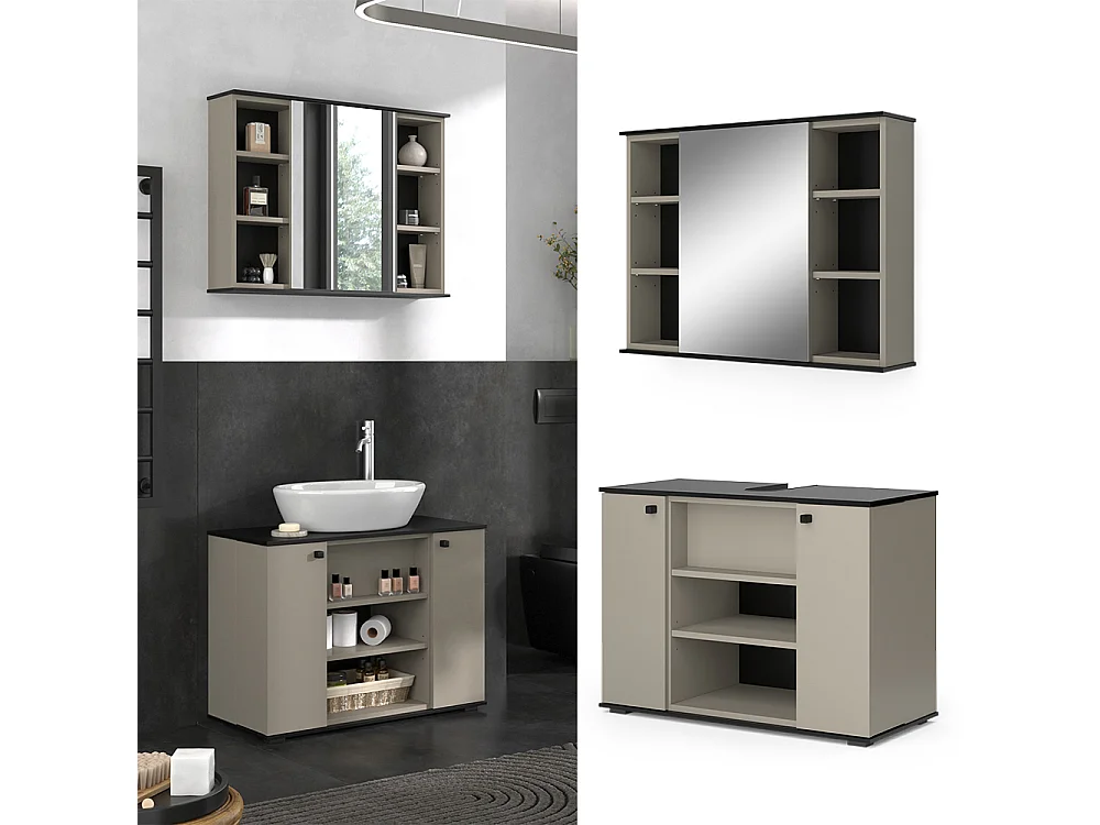 Meubles bain grège 80x37x59 joli