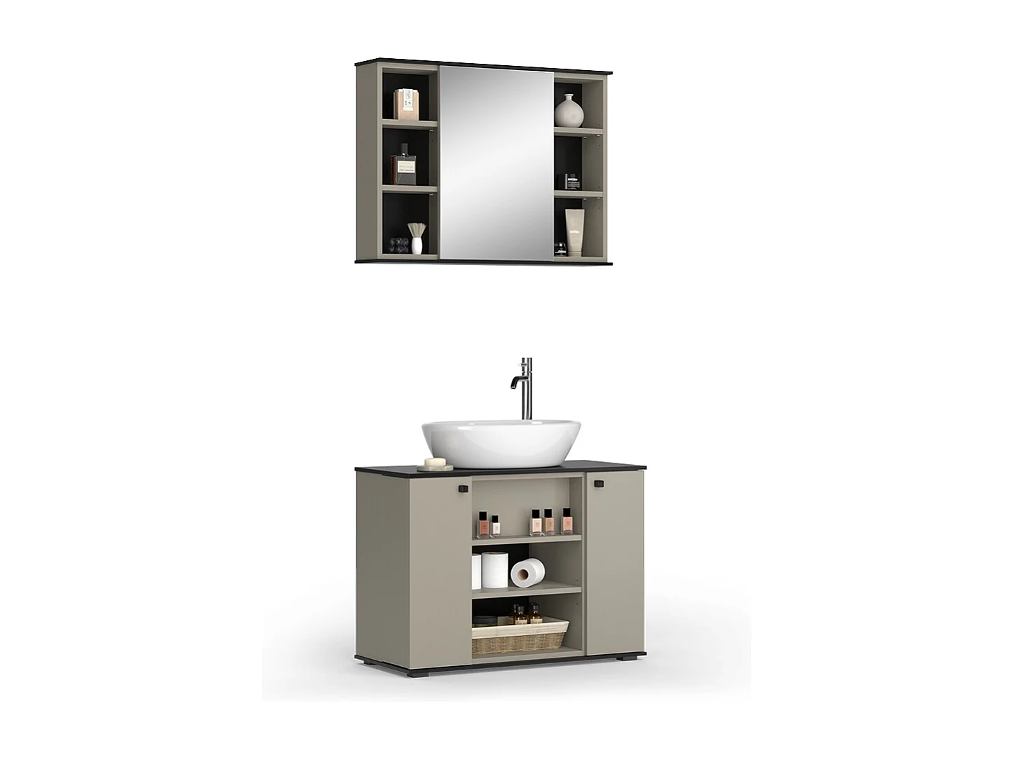 Meubles bain grège 80x37x59 joli