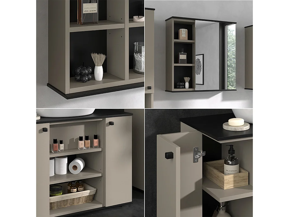 Meubles bain grège 80x37x59 joli