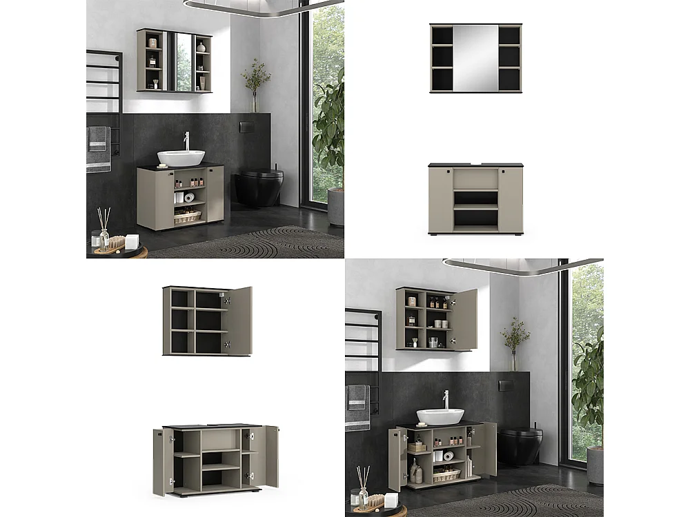 Meubles bain grège 80x37x59 joli