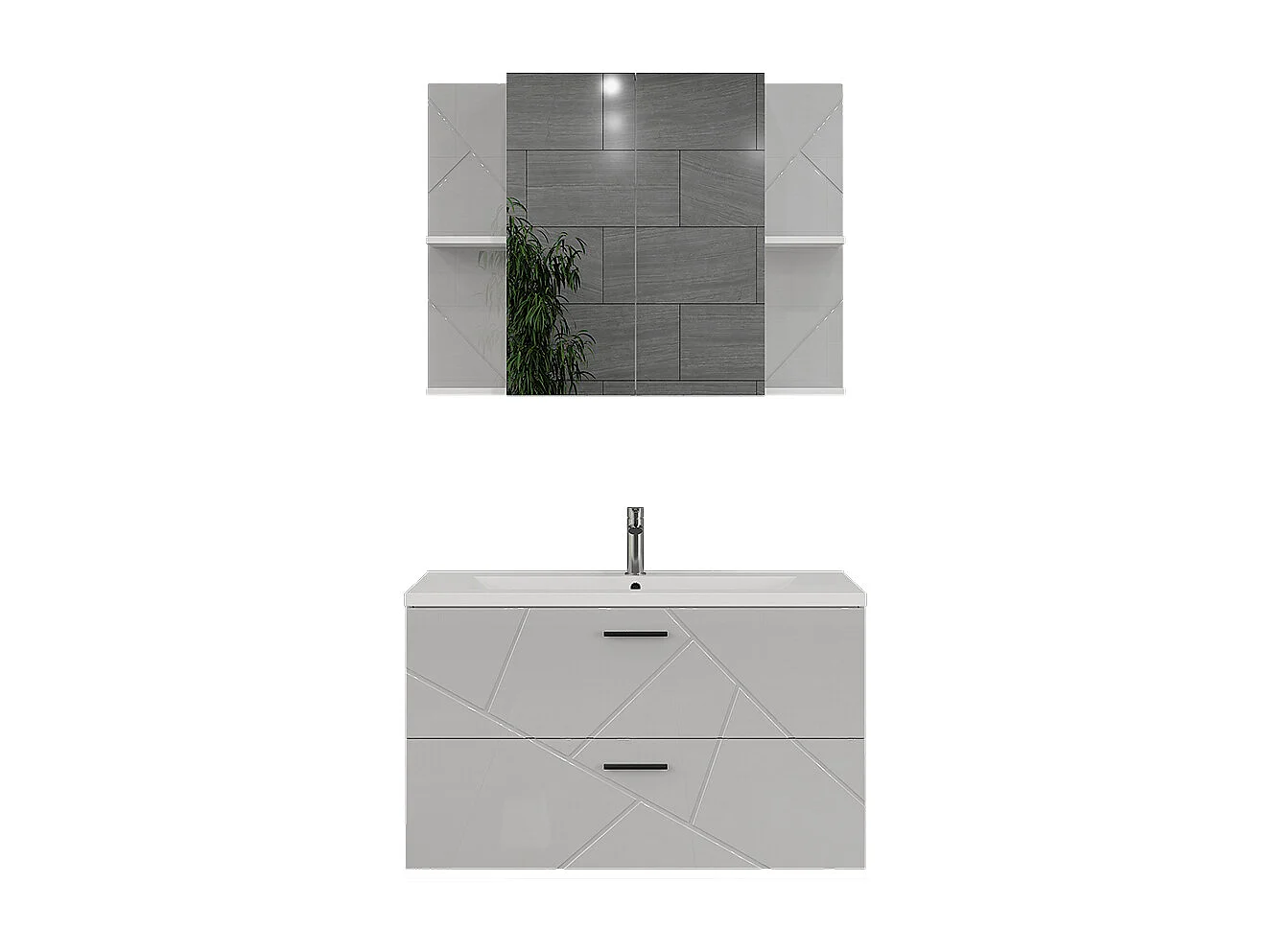 Set di mobili da bagno bianco/bianco lucido 100x44.6x57 irma