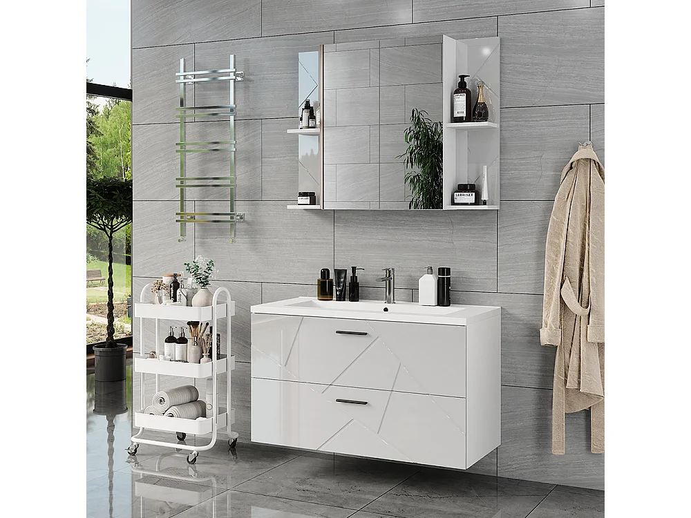 Set di mobili da bagno bianco/bianco lucido 100x44.6x57 irma