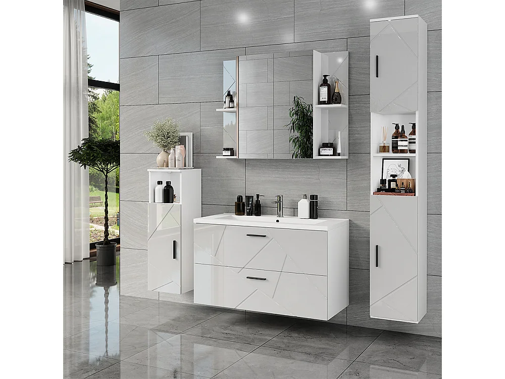 Set di mobili da bagno bianco/bianco lucido 100x44.6x57 irma