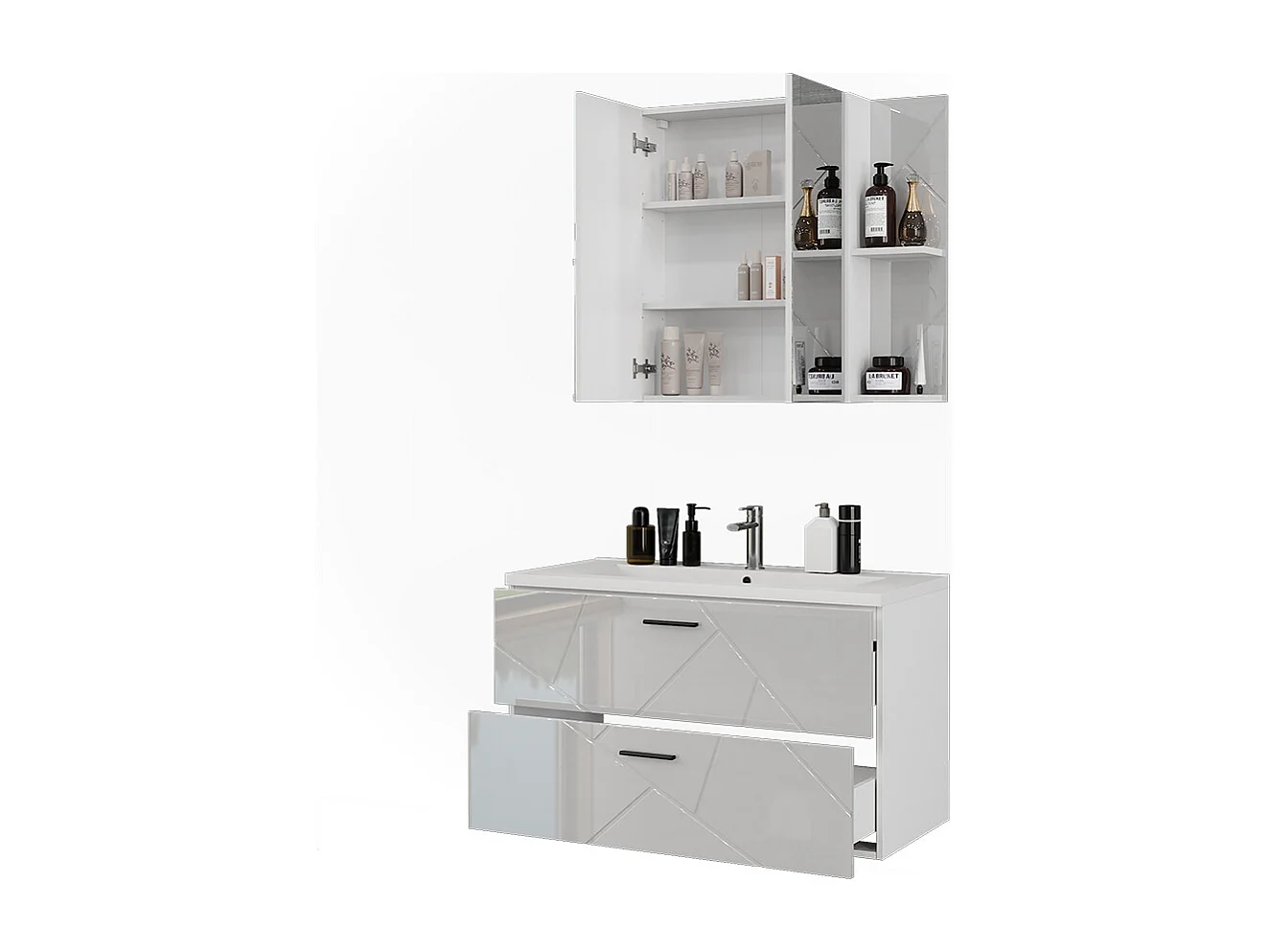 Ensemble de meubles de salle de bains blanc/blanc brillant 100x44.6x57 irma