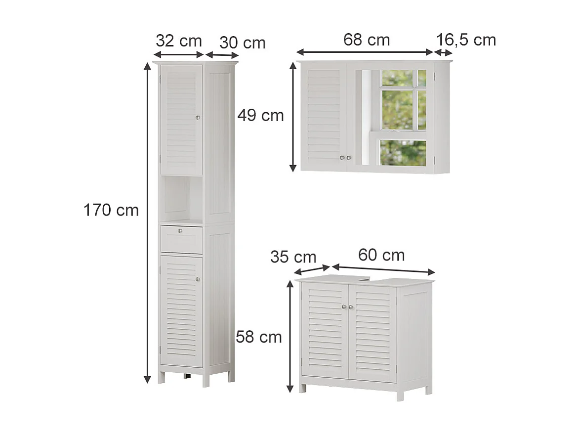 Meubles bain blanc 60x35x58 riad