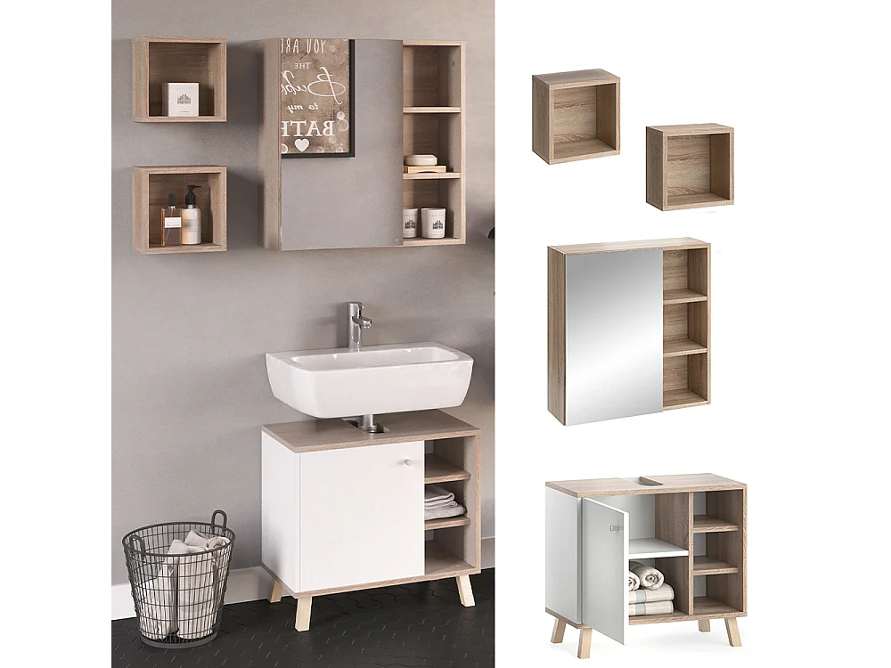Set mobili bagno bianco 62x32x54 senyo