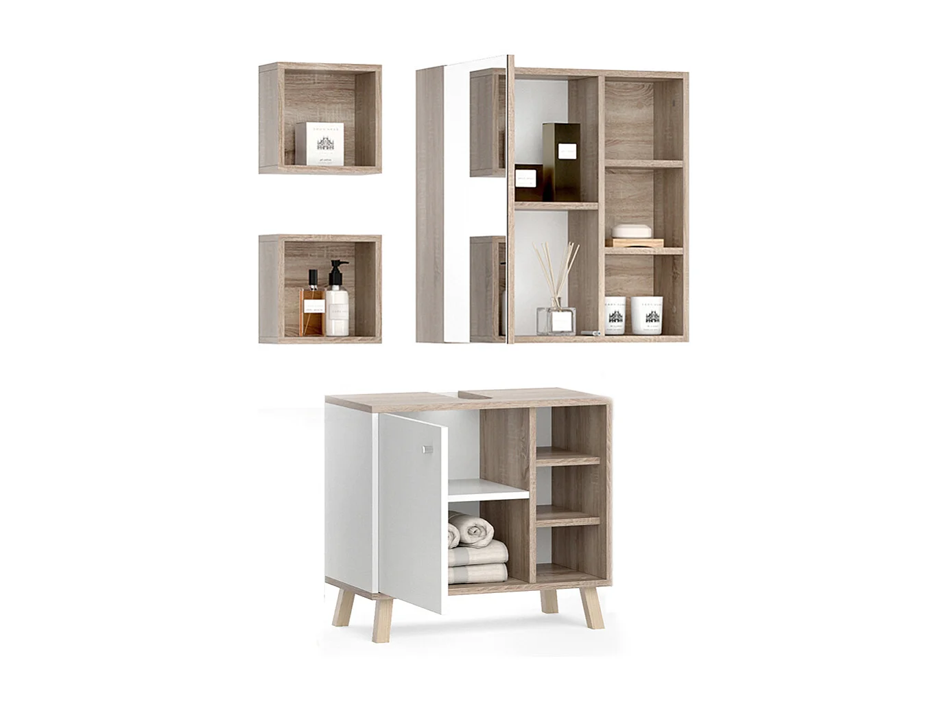 Set mobili bagno bianco 62x32x54 senyo