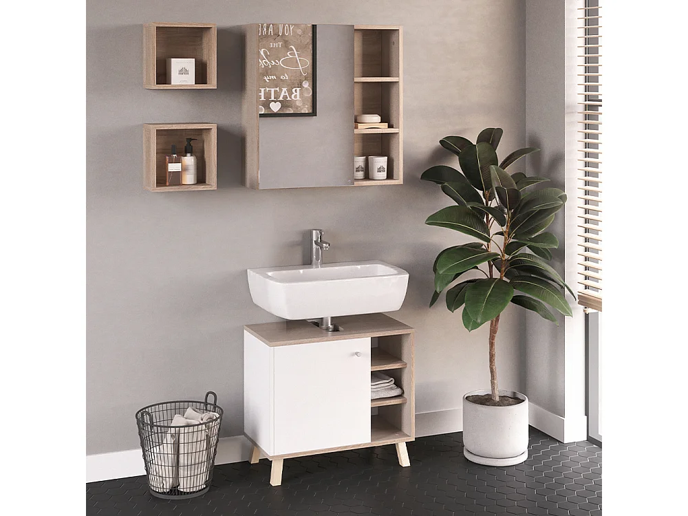 Meubles bain blanc 62x32x54 senyo