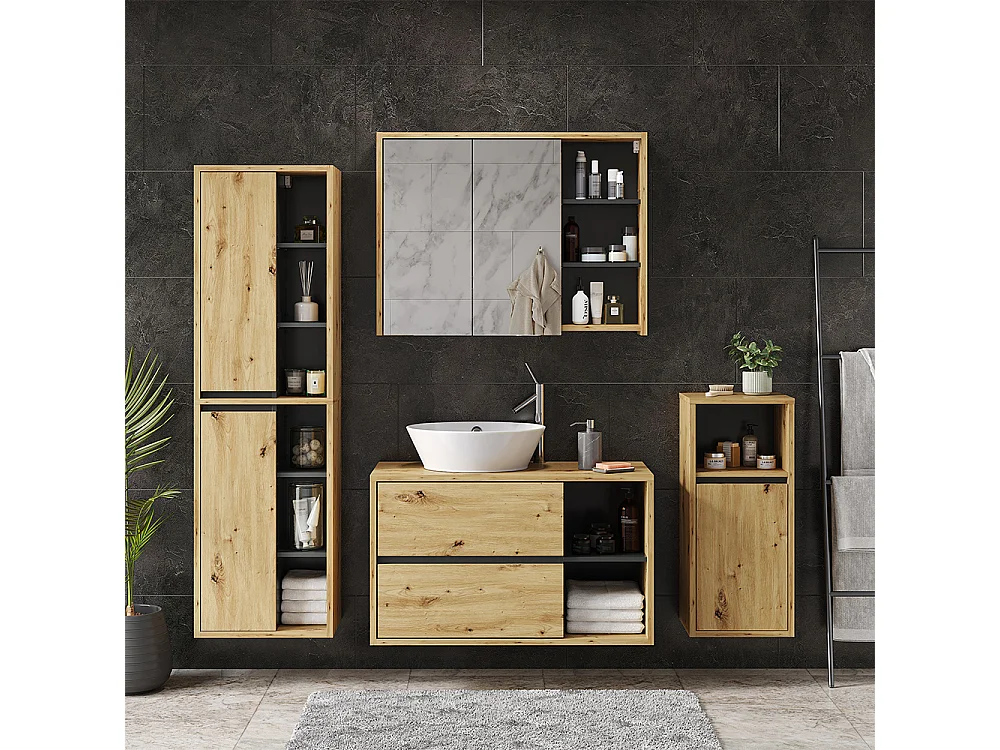Set mobili bagno rovere artigianale 60x45x100 viola