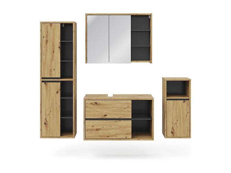 Badmöbel-Set artisan-eiche 60x45x100 viola