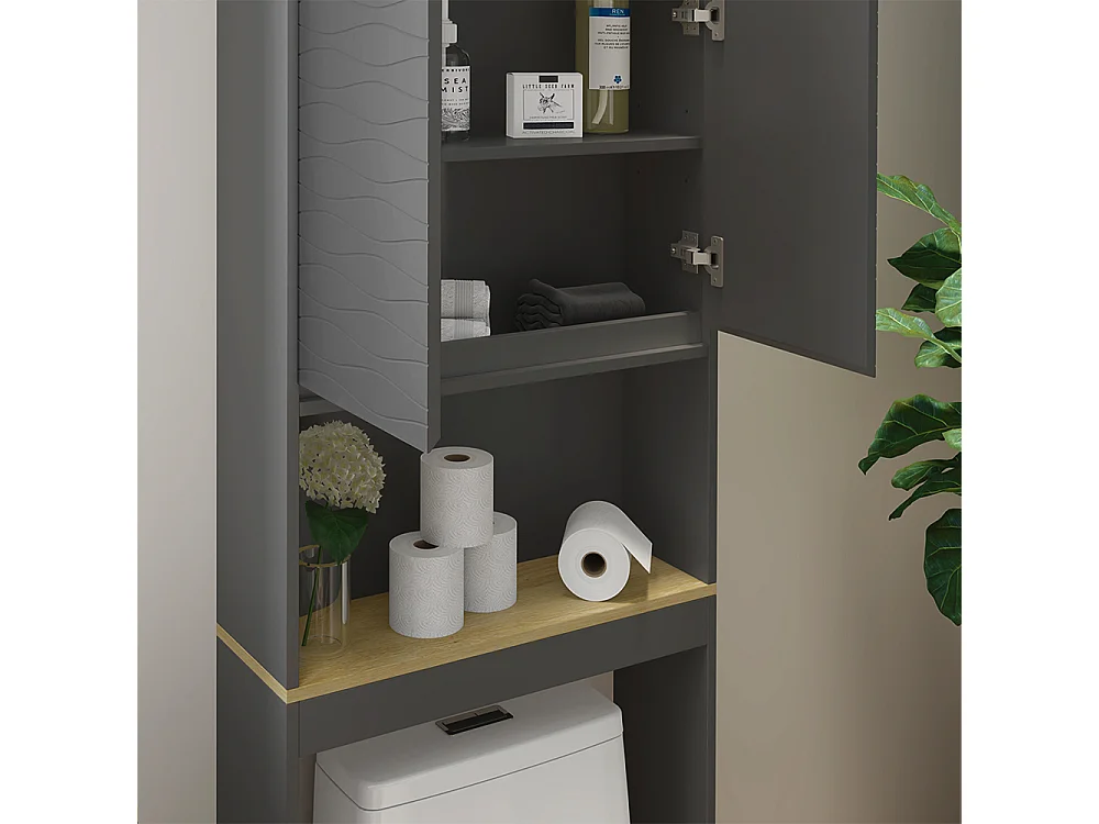 Set di mobili da bagno antracite/quercia 60x30x60 livia