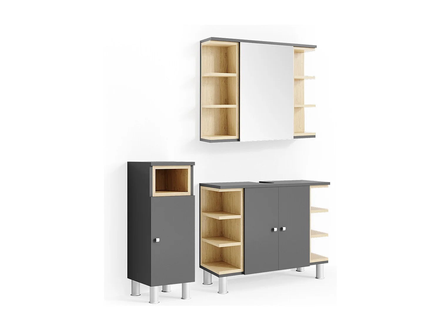 Badmöbel-Set anthrazit 79.6x32x64 aquis