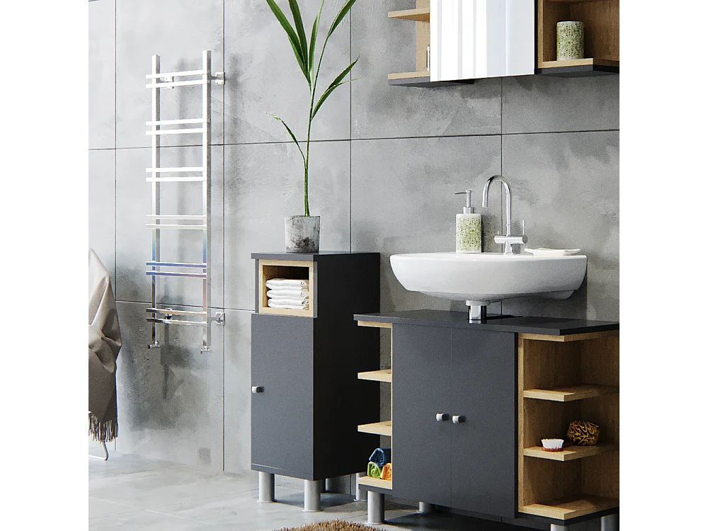 Badmöbel-Set anthrazit 79.6x32x64 aquis