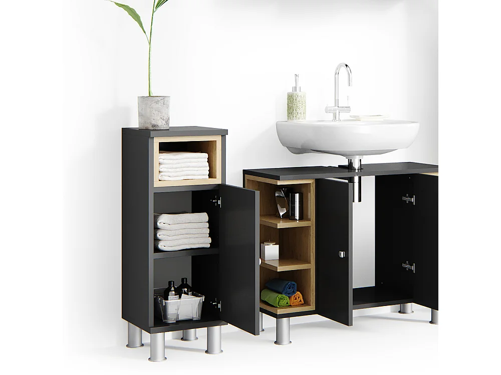 Meubles bain anthracite 79.6x32x64 aquis