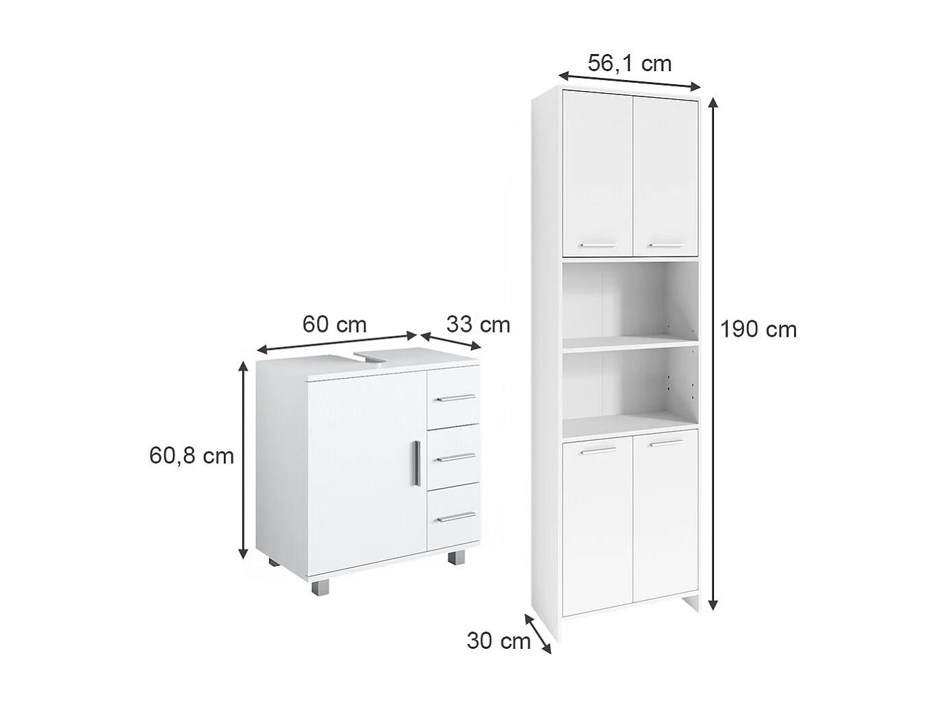 Meubles bain blanc 60x33x60 maris