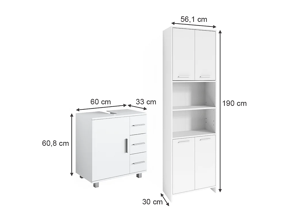 Set di mobili da bagno bianco 60x33x60 maris