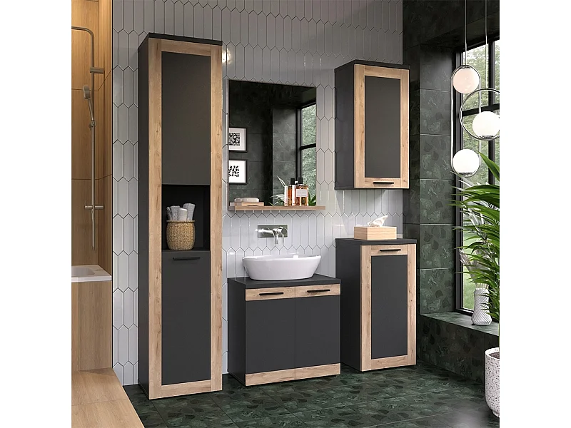 Set di mobili da bagno antracite 60x34.3x59.1 niko