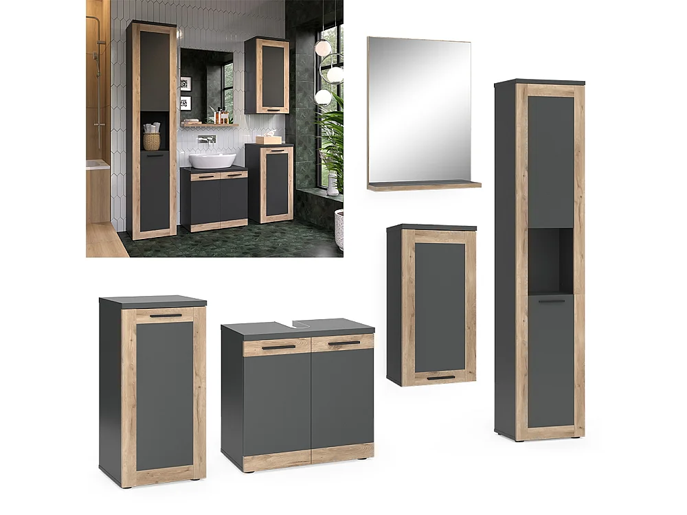 Badkamermeubelset antraciet 60x34.3x59.1 niko