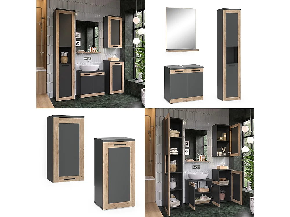 Badkamermeubelset antraciet 60x34.3x59.1 niko