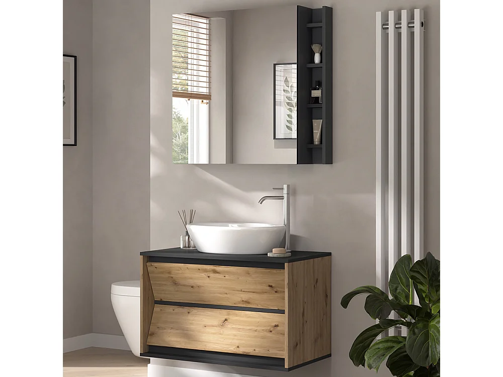 Meubles bain anthracite/artisan 80x45x50 edelin