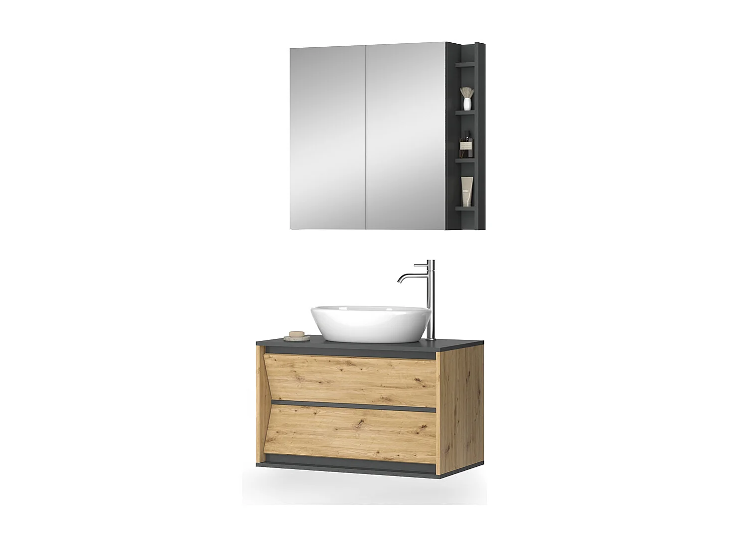 Meubles bain anthracite/artisan 80x45x50 edelin