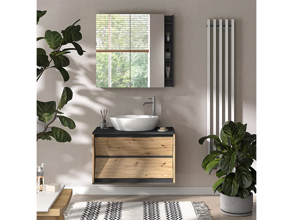 Badkamermeubelset antraciet/artisan 80x45x50 edelin