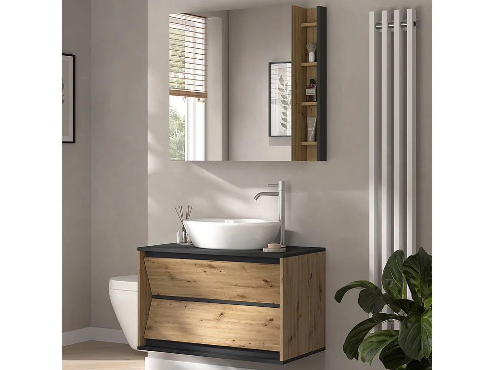 Badkamermeubelset antraciet/artisan 80x45x50 edelin