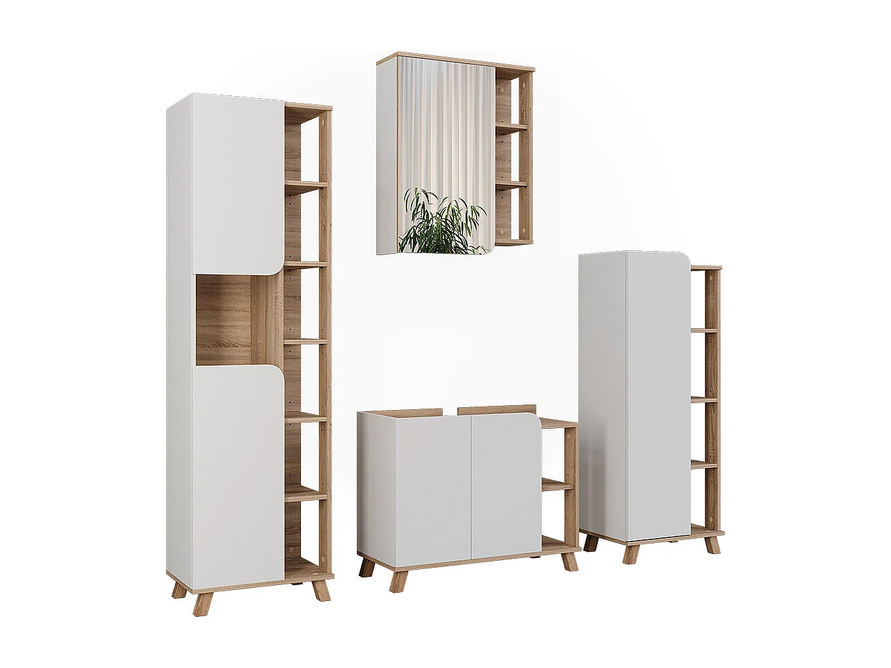 Conjunto de muebles de baño sonoma/blanco 80x35x65 karen