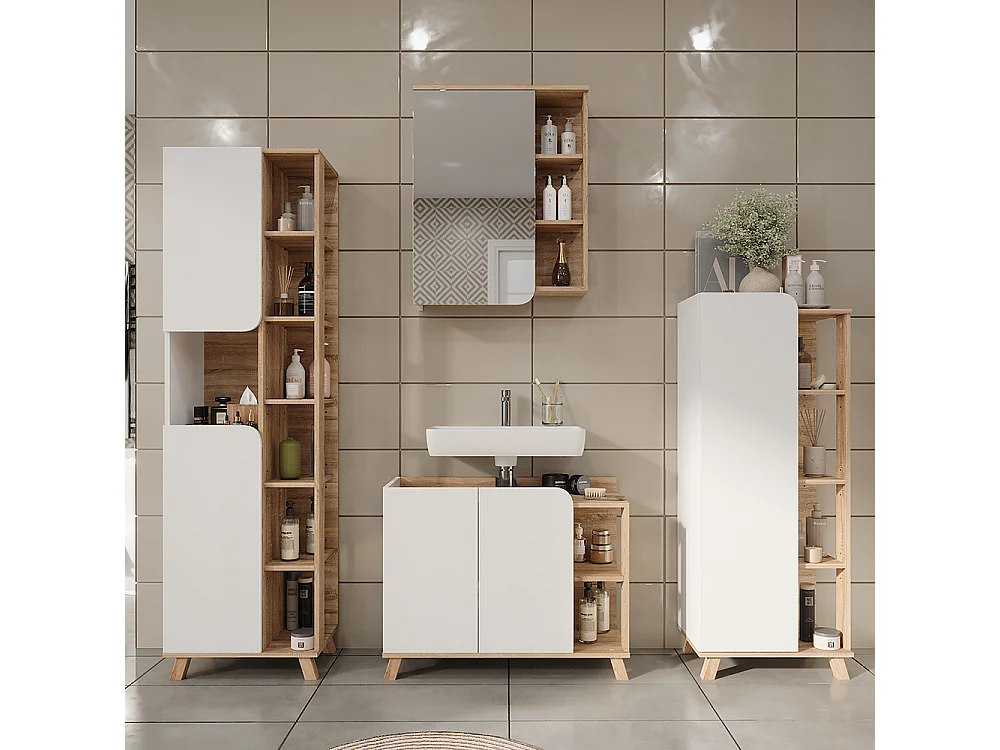 Conjunto de muebles de baño sonoma/blanco 80x35x65 karen