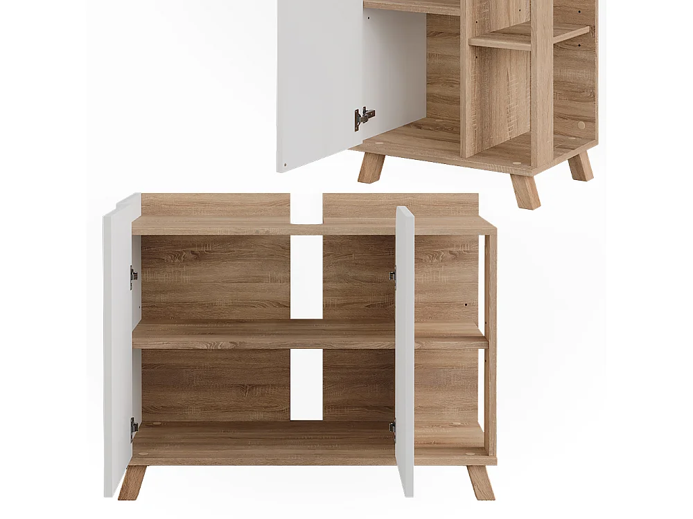 Conjunto de muebles de baño sonoma/blanco 80x35x65 karen