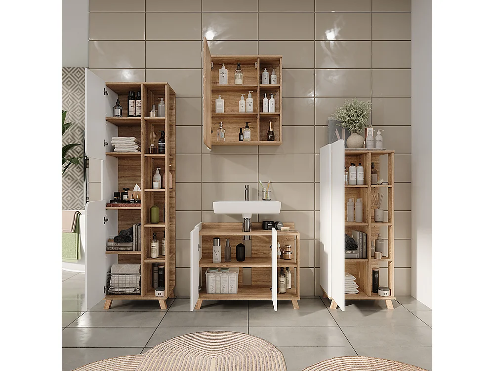 Conjunto de muebles de baño sonoma/blanco 80x35x65 karen