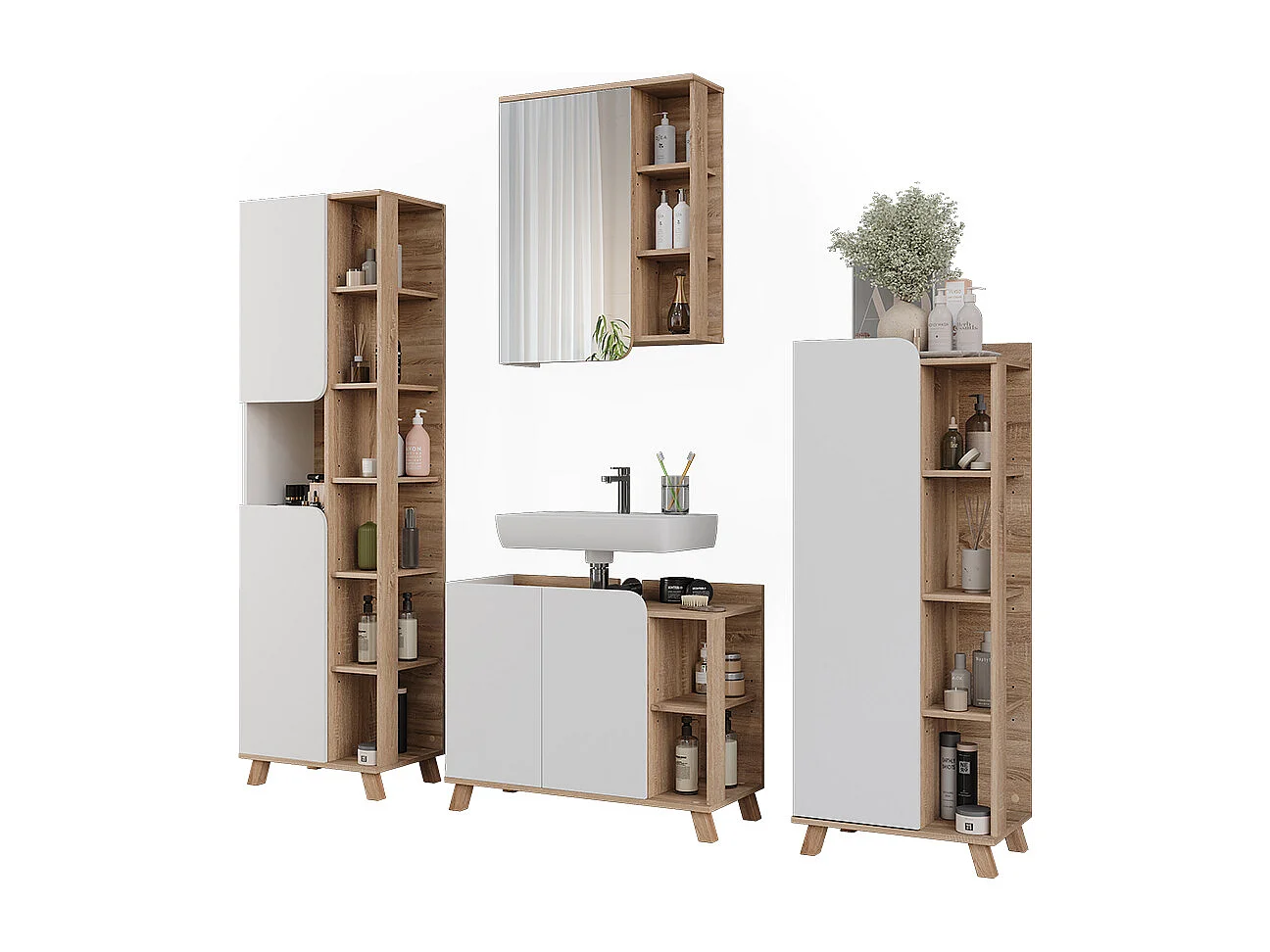 Ensemble de meubles de salle de bains sonoma/blanc 80x35x65 karen