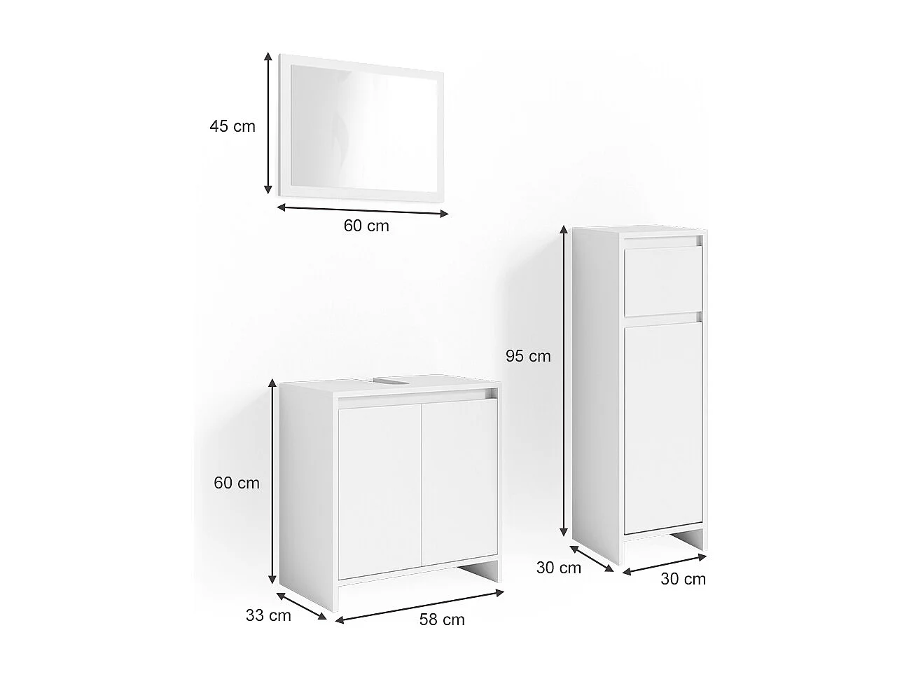 Meubles bain blanc 58x33x60 emma