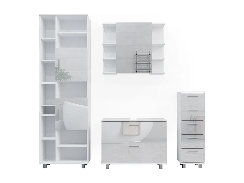 Set di mobili da bagno bianco lucido 80.2x33x60.8 ilias