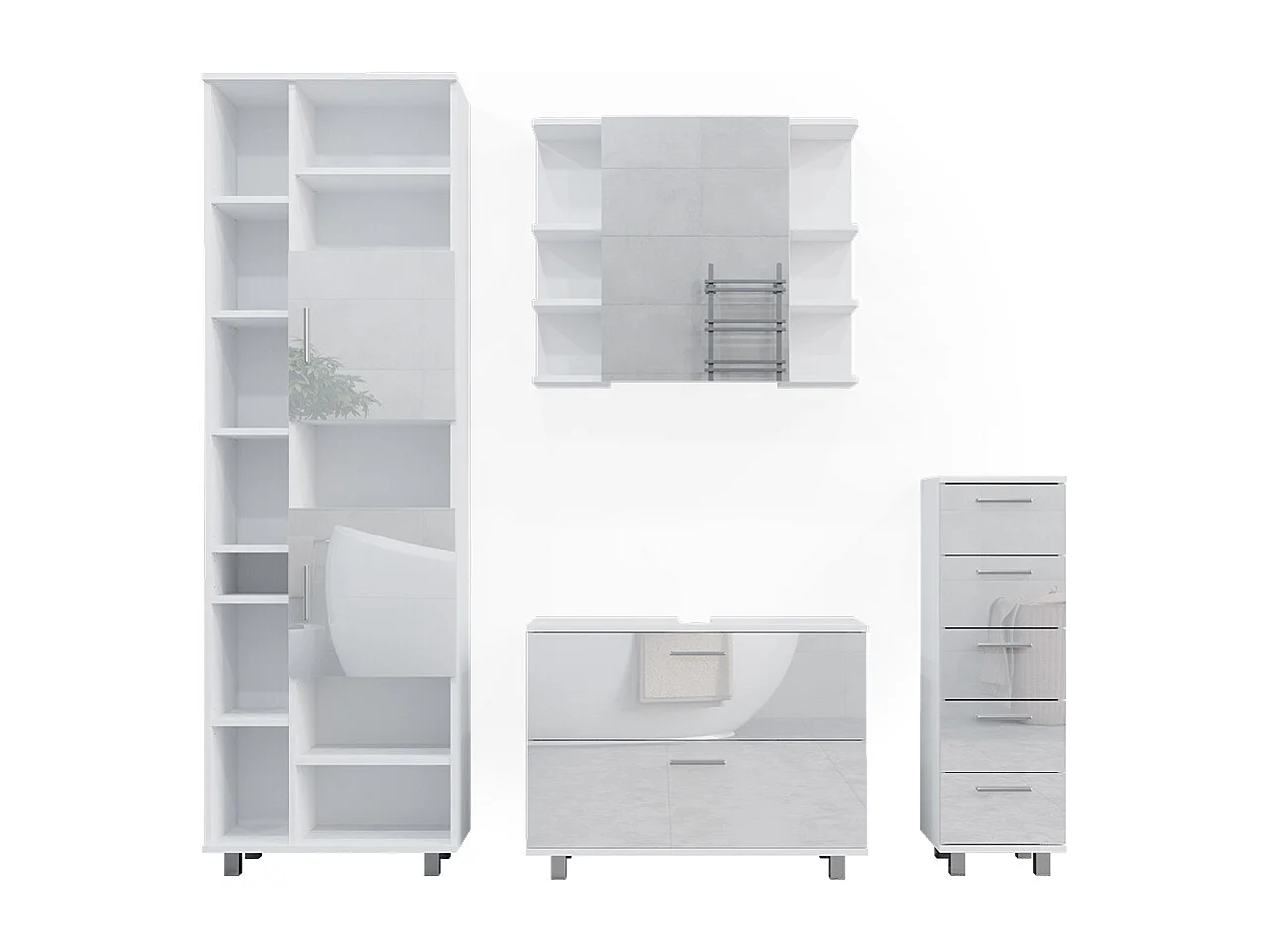 Set di mobili da bagno bianco lucido 80.2x33x60.8 ilias
