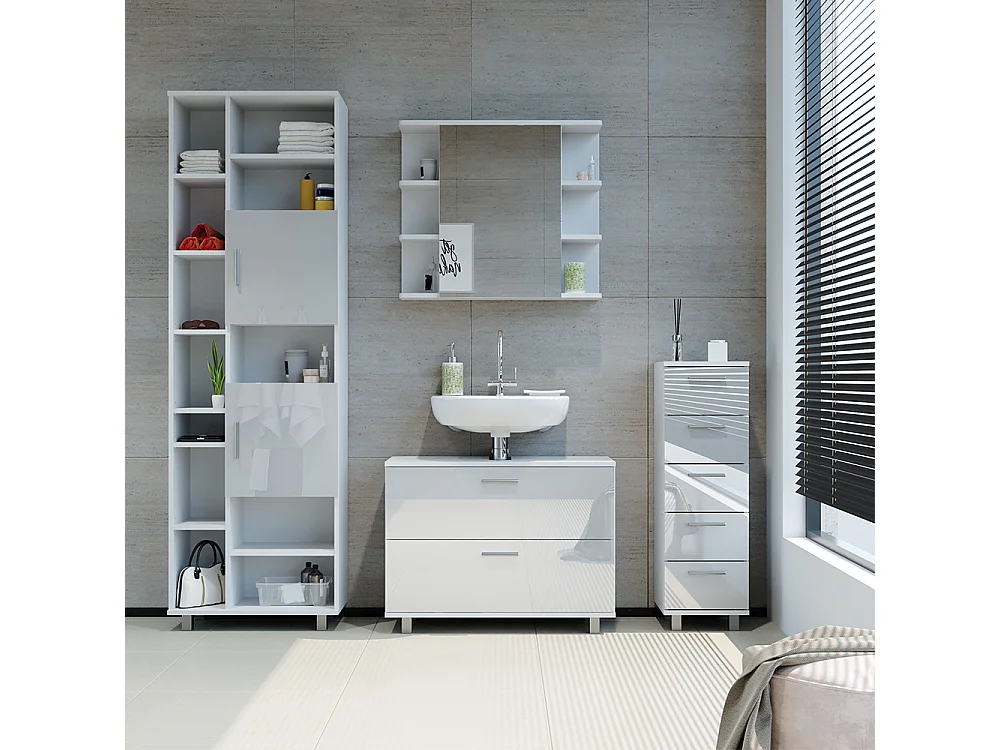 Set di mobili da bagno bianco lucido 80.2x33x60.8 ilias