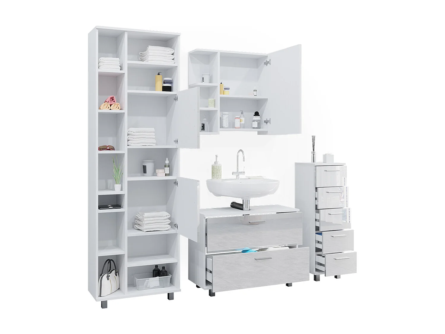 Set di mobili da bagno bianco lucido 80.2x33x60.8 ilias