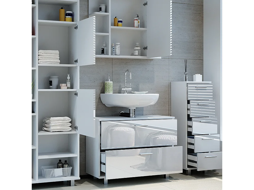 Meubles bain blanc haute brillance 80.2x33x60.8 ilias