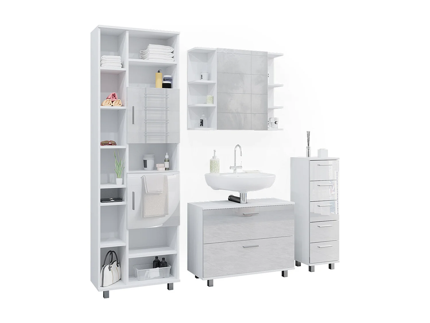 Meubles bain blanc haute brillance 80.2x33x60.8 ilias