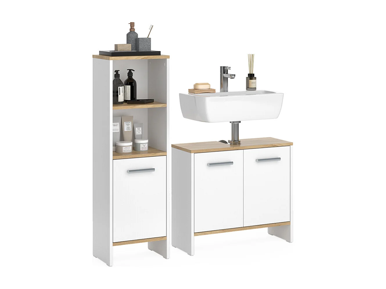 Set di mobili da bagno rovere bianco/dorato 63.8x26.3x57 karli