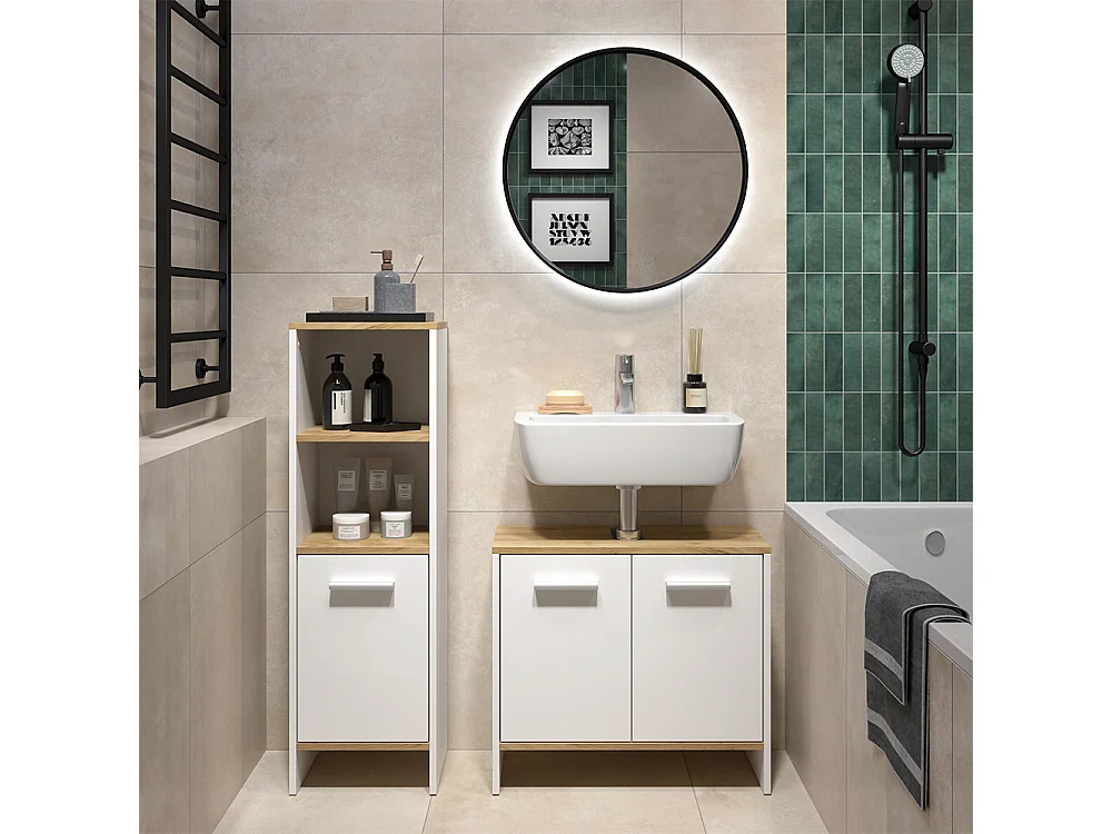 Meubles bain chêne blanc/force de lor 63.8x26.3x57 karli